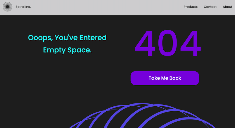 an image of a responsive 404 page with a blue and purple color scheme