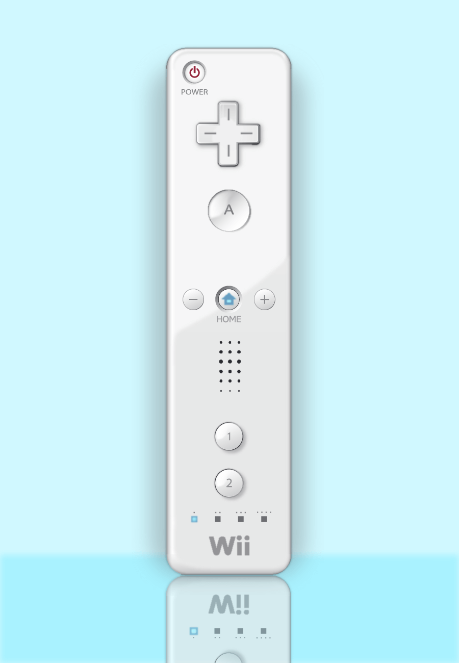 a realistic illustration of a wiimote